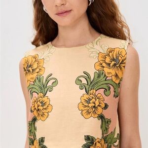 Floral Sleeveless Top - Yellow and Green